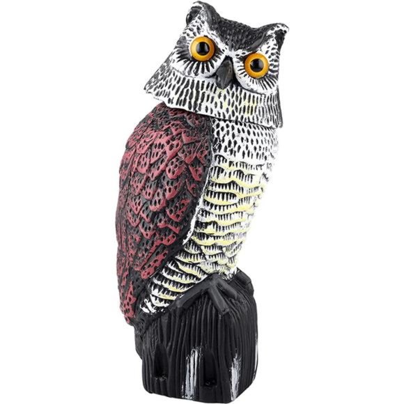 Plastic Owl Scarecrow Sculpture with Rotating Head for Garden Yard Outdoor - Picture 1 of 7